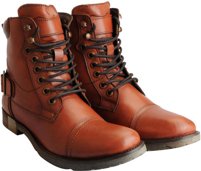 

FAUSTO High Ankle Leather Boots For Men(Tan