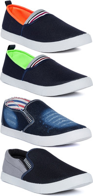 

Long Walk Stylish Casual Slip On Combo Pack of 4 Loafers For Men(Multicolor, Green::orange::grey