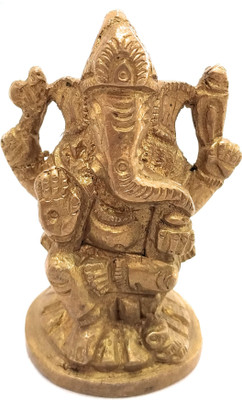 athizay Ganesh murti for car dashboard small size with solid base car god idol Showpiece - 5.5 cm(Brass, Gold) available at flipkart for Rs.399