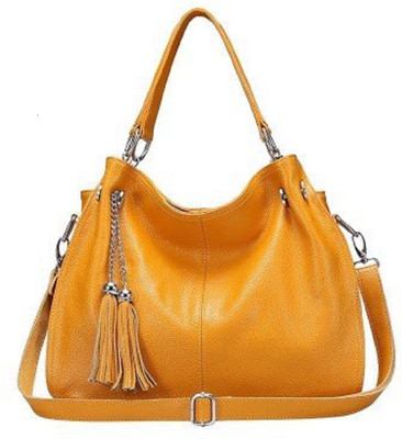 

SS Leathers Women Casual Yellow Genuine Leather Hand-held Bag