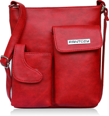 

Fantosy Women Casual Red Leatherette Sling Bag