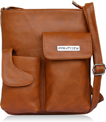 

Fantosy Women Casual Tan Leatherette Sling Bag