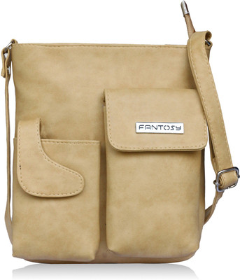 

Fantosy Women Casual Beige Leatherette Sling Bag