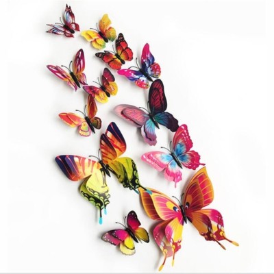P s retail 5.08 cm 3D Magnet Butterfly Sticker Magnetic Sticker(Pack of 12)