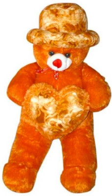 

ATTRACTIVE 1 FEET CUTE CAP & HEART TEDDY BEAR - 35 cm(Brown)