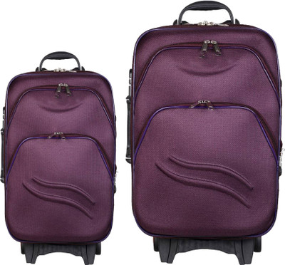 

Aqeeq Stylish Vintage Combo Trolley Set 20" & " Check-in Luggage Bag Expandable Check-in Luggage -  inch(Purple