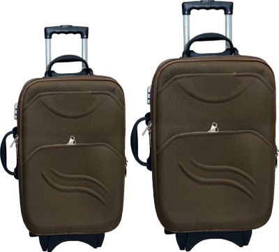 

Aqeeq Stylish Vintage Combo Trolley Set 20" & " Check-in Luggage Bag Expandable Check-in Luggage -  inch(Brown