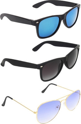 ABNER Wayfarer, Wayfarer, Aviator Sunglasses(For Men & Women, Blue, Black, Blue)