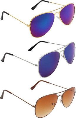 ABNER Aviator, Aviator, Aviator Sunglasses(For Men & Women, Blue, Blue, Brown) ABNER Aviator, Aviator, Aviator Sunglasses(For Men & Women, Blue, Blue, Brown)