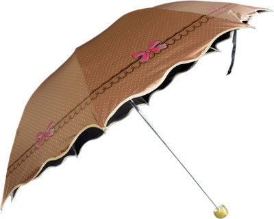 

KEKEMI 3 Fold Designer Sun & Rain Umbrella(Brown)