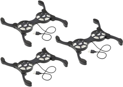 

ReTrack SET OF 3PC Mini Portable Folding Foldable USB Dual Fan Cooler USB Adapter(Black)