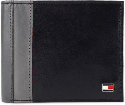 

Tommy Hilfiger Men Black Genuine Leather Wallet(4 Card Slots), Blk+d.gry+l.gry