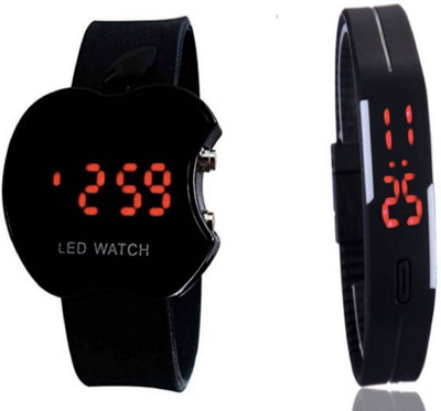 

Talgo New Arrival 2018 Red Robin Season Special RRLEDAPPLEBKLEDBKR New Special CollectioN Led Apple Shape Black Dial & Black rubber Belt And Led Rectangle Shape Black Dial Black Rubber Belt & Atrractive And Comfertable Strap (Combo Of 2) RRLEDAPPLEBKLEDBK