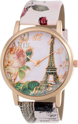 

Varni Retail Offwhite Effile Tower With Golden Case Round Dial Stylish Girls Wrist Watch For Women Watch - For Girls