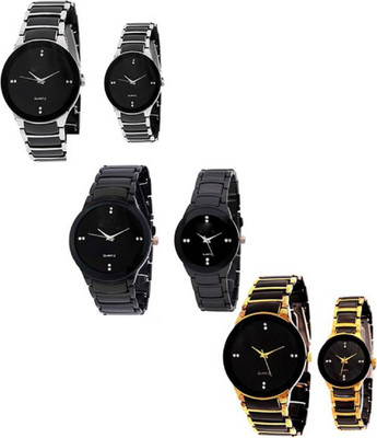

Talgo New Arrival 2018 Red Robin Season Special RRIIKSLBKFULLBKGDBK New Special Collection IIk Black Small & Big Round dial And Silver-Black ,Full Black ,Gold-Black Metal Strep & Atrractive And Comfertable Strap & Couple Watches (Combo Of 6) RRIIKSLBKFULL