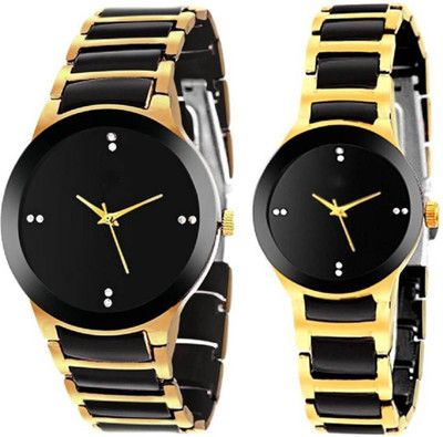 

JM SELLER New Stylish Black Gold Boys & Girls Watch Watch - For Boys & Girls
