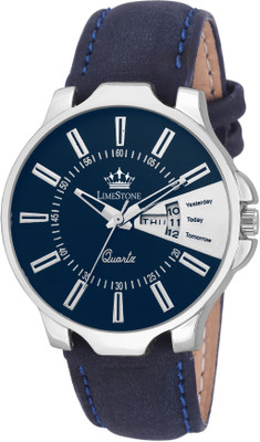 

LimeStone LS2722 Day and Date Functioning~ Leather Strap Analog Watch - For Men