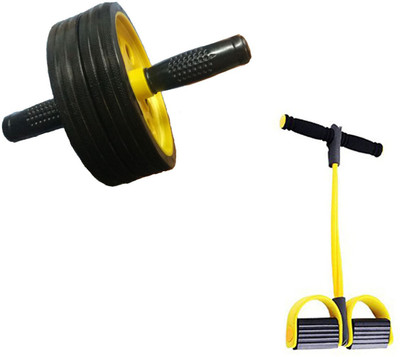 

Instafit 2 Rubber Tummy Trimmer With Ab Wheel Roller Home Gym Kit