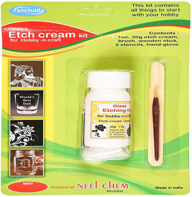 

ETCHALL Hobby Kit for Tissue Paper, Pre-Cut Stencil, Bottle of Etch Cream