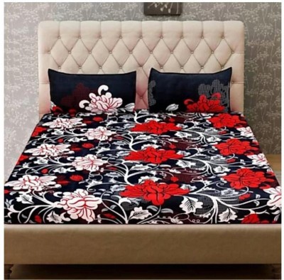 ASSURED 144 TC Polyester Double Printed Flat Bedsheet(Pack of 3, Black)