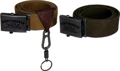 

Honey Badger Men & Women Casual Green, Beige Canvas Belt, Beige;green