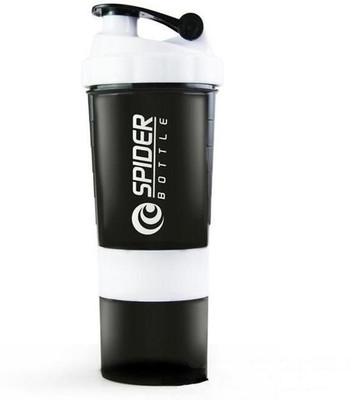 

Dragon Smart Protein Shaker Bottle for gym with 2 Storage Extra Compartment 500 ml Shaker(Pack of 1, White, Black), Multicolor