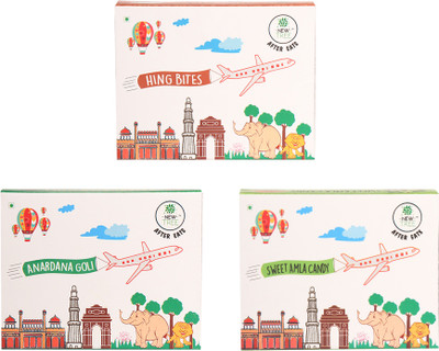 

New Tree Sweet Amla Candy 100gms , Anardana Goli 100gms & Hing Bites 100gms - Pack Of 3 Sweet N Sour Candy(Pack of 3)