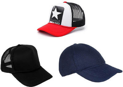 FashMade Printed, Solid Trucker Cap Cap(Pack of 3)