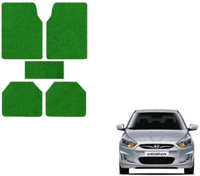 MOCKHE Plastic, Rubber Standard Mat For  Hyundai Verna(Green)