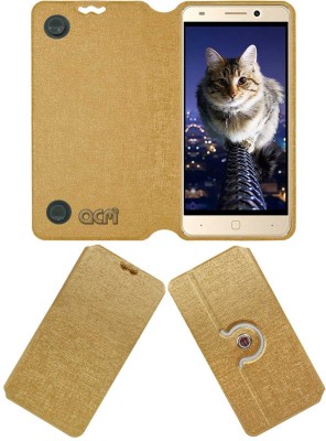 ACM Flip Cover for Intex Aqua Super 4g(Gold, Cases with Holder, Pack of: 1)
