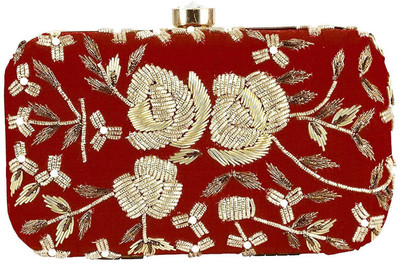 

Tooba Handicraft Casual Red Clutch