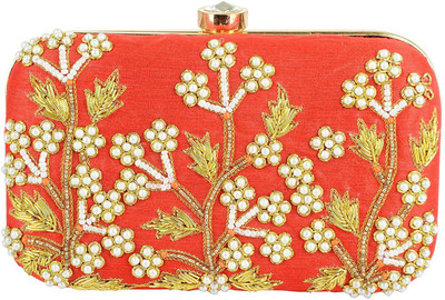 

Tooba Handicraft Party Red Clutch