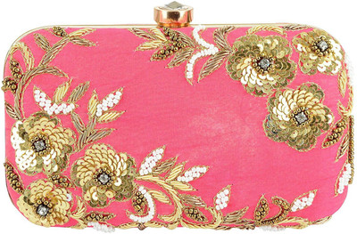 

Tooba Handicraft Party Pink Clutch
