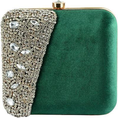 

Tooba Handicraft Party Green Clutch
