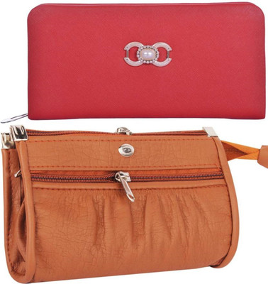 

G COMPANY Casual Red, Tan Clutch