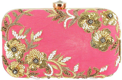 

Tooba Handicraft Party Pink Clutch