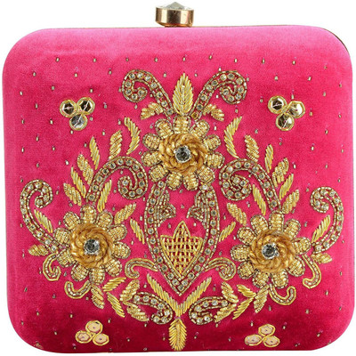 

Tooba Handicraft Party Pink Clutch