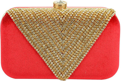 

Tooba Handicraft Party Red Clutch