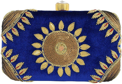 

Tooba Handicraft Casual Blue Clutch