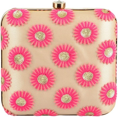 

Tooba Handicraft Party Pink Clutch