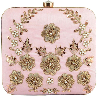 

Tooba Handicraft Party Pink Clutch