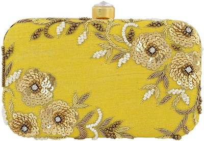 

Tooba Handicraft Party Yellow Clutch