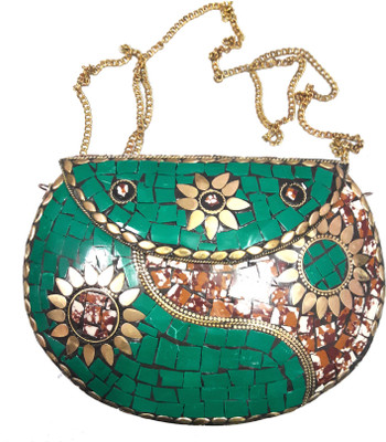 batu lee Party Green Clutch