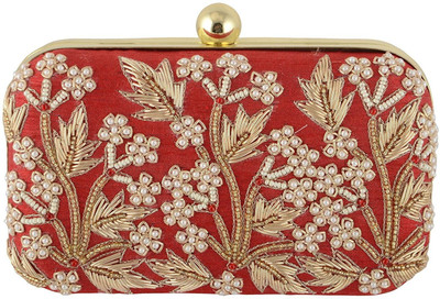 

Tooba Handicraft Party Red Clutch