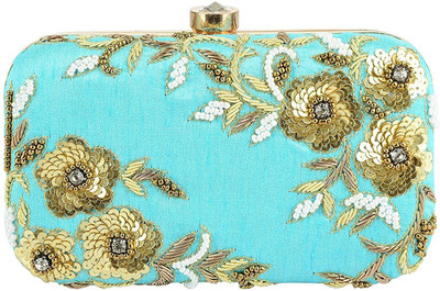 Tooba Handicraft Party Blue Clutch