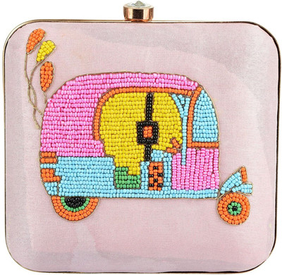 

Tooba Handicraft Party Pink Clutch