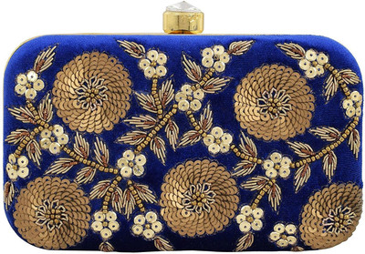 

Tooba Handicraft Casual Blue Clutch