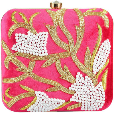 

Tooba Handicraft Party Pink Clutch