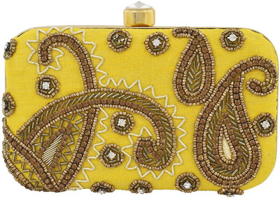 

Tooba Handicraft Casual Yellow Clutch