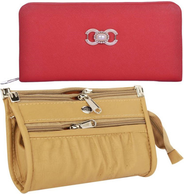 gcompany Casual Red, Beige Clutch, Beige;red